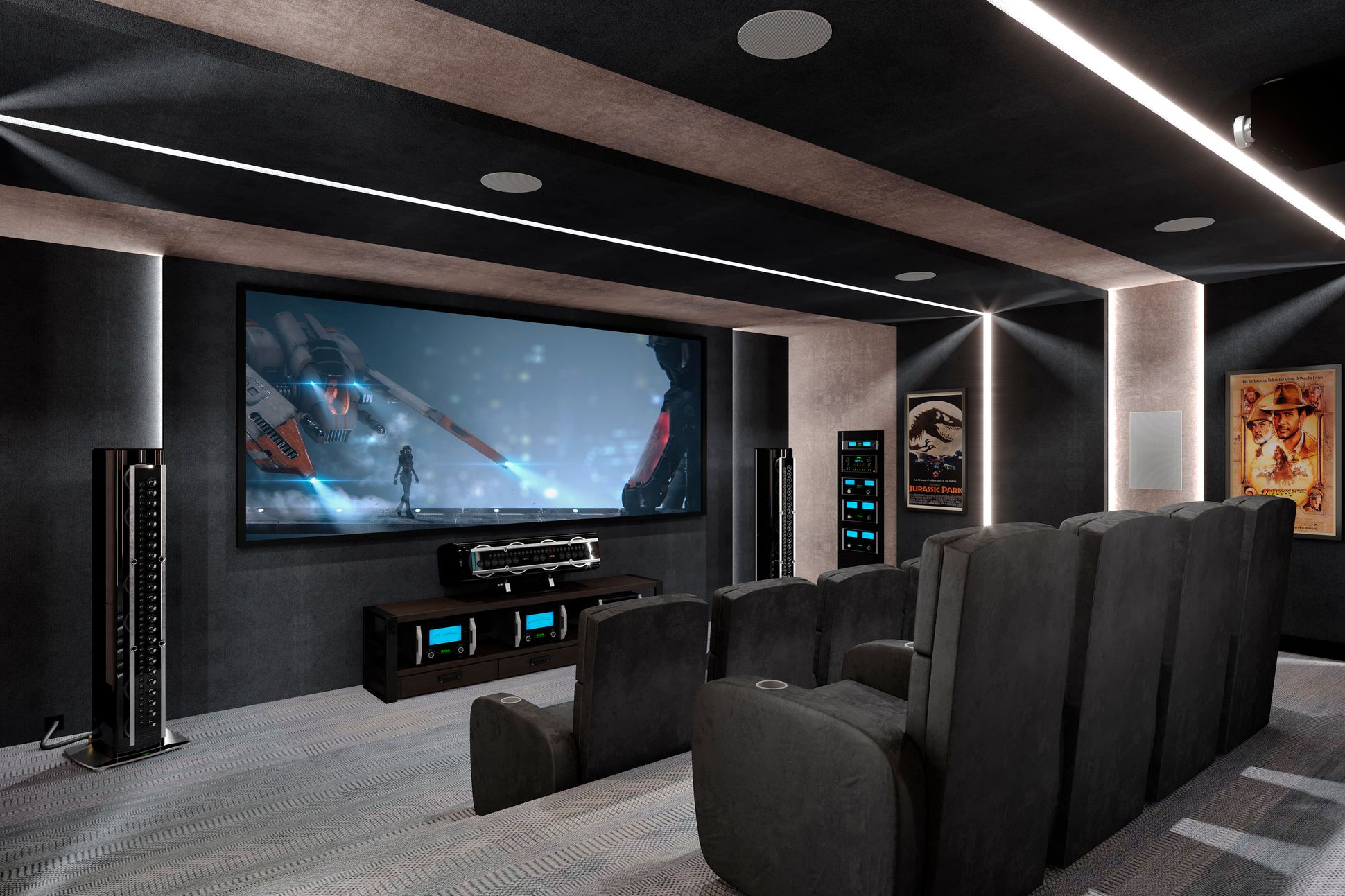 sony projector projecting an image of a field on a large screen